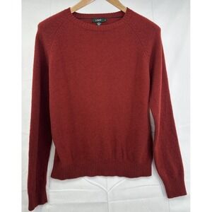 J Crew Sweater Men's Size XL Burnt Orange Crewneck Wool Blend Long Raglan Sleeve